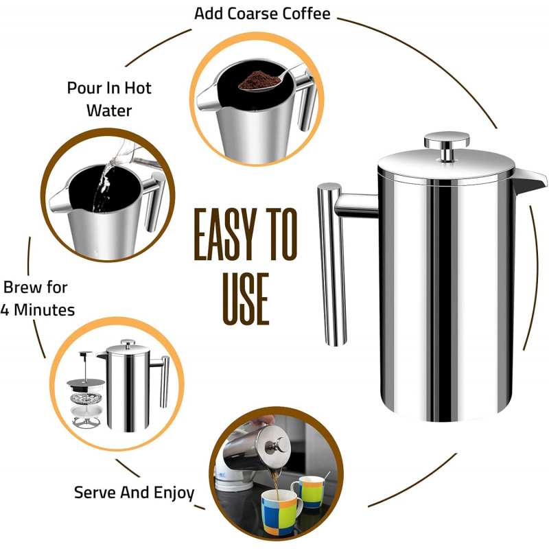 304 Grade Stainless Steel Fren - French Press Coffee Maker ulasan dan harga